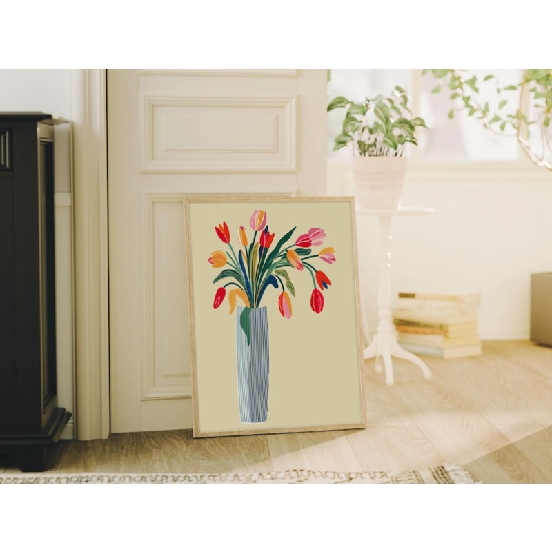 2pcs Tulip Flowers Canvas Wall - Home Decor Vase avaliação e preço
