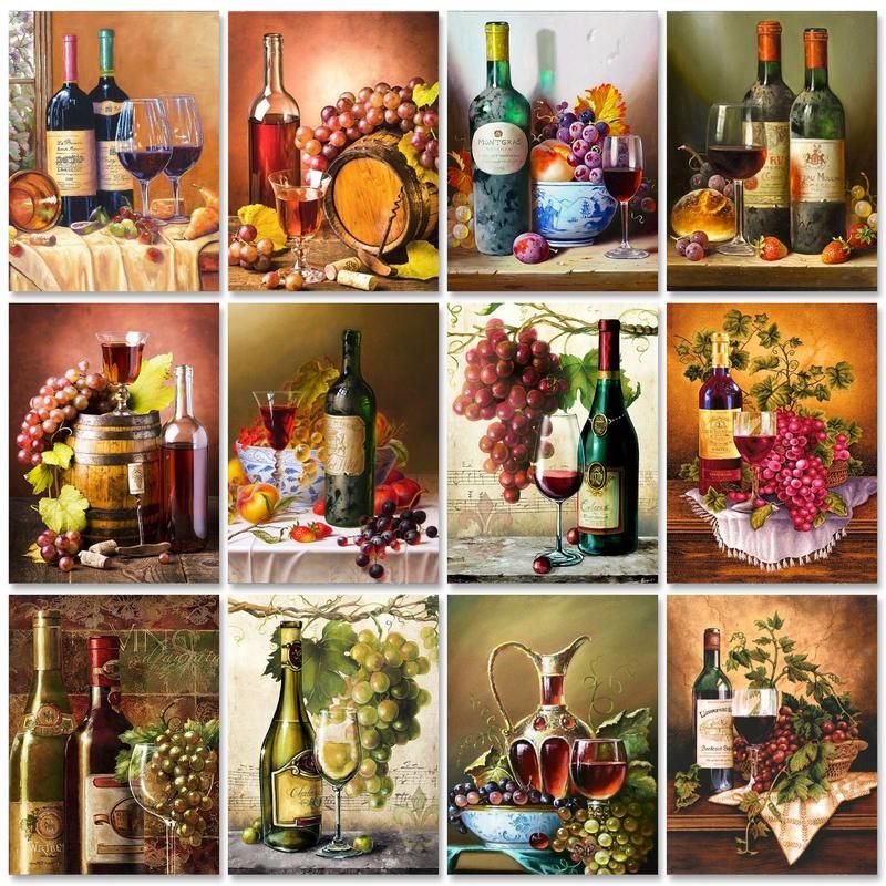 RUOPOTY Wine Painting By Numbe - Home Decor Diy Ideas avaliação e preço