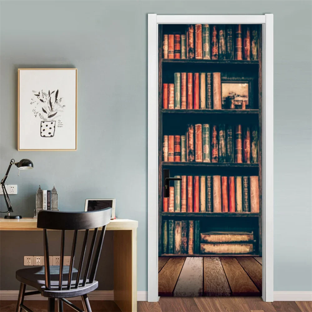 3D Library Door Sticker Vinyl  - Home Decor On Sale avaliação e preço