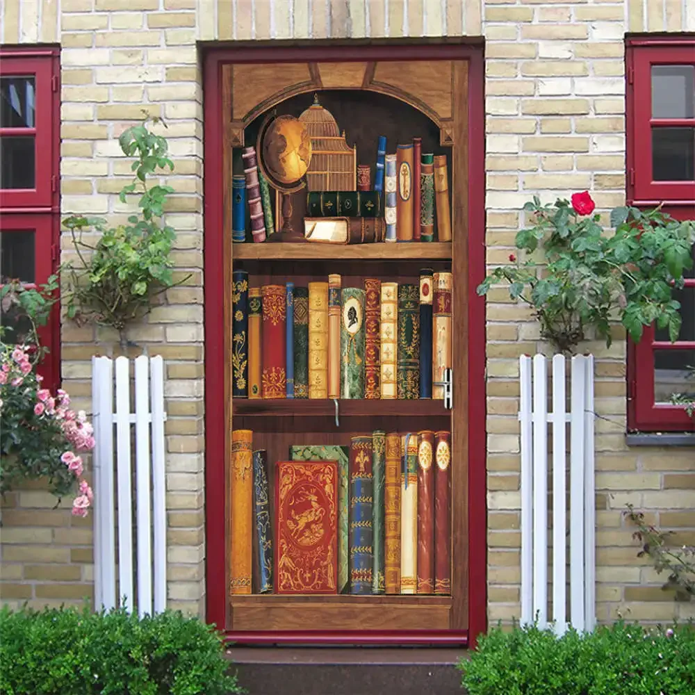 3D Library Door Sticker Vinyl  - Home Decor On Sale avaliação e preço