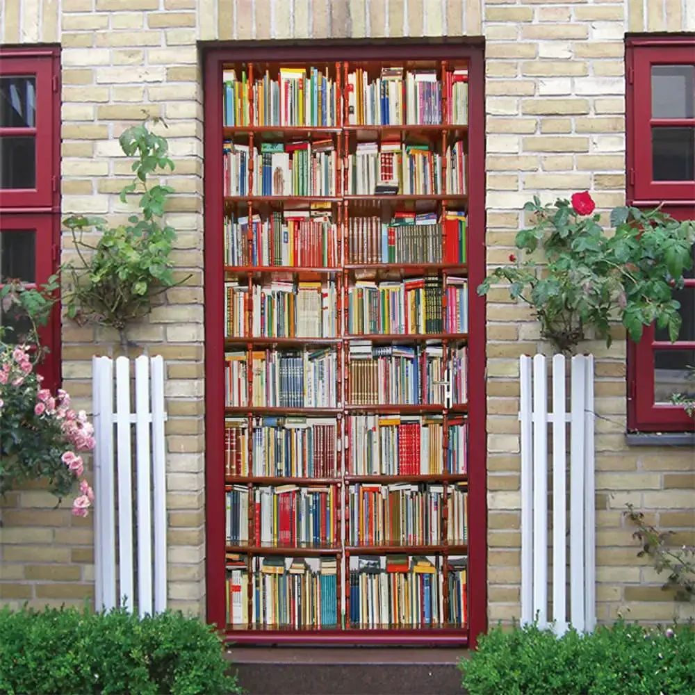 3D Library Door Sticker Vinyl  - Home Decor On Sale avaliação e preço