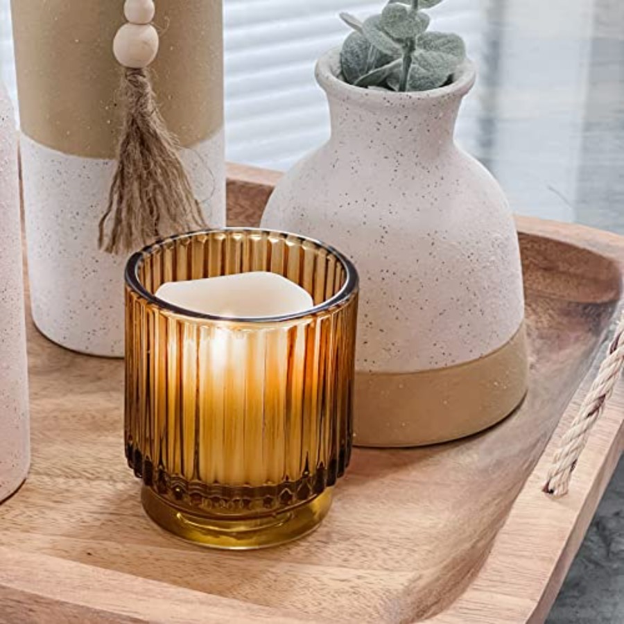 Vintage Glass Tealight and Amb - Home Decor Vintage avaliação e preço