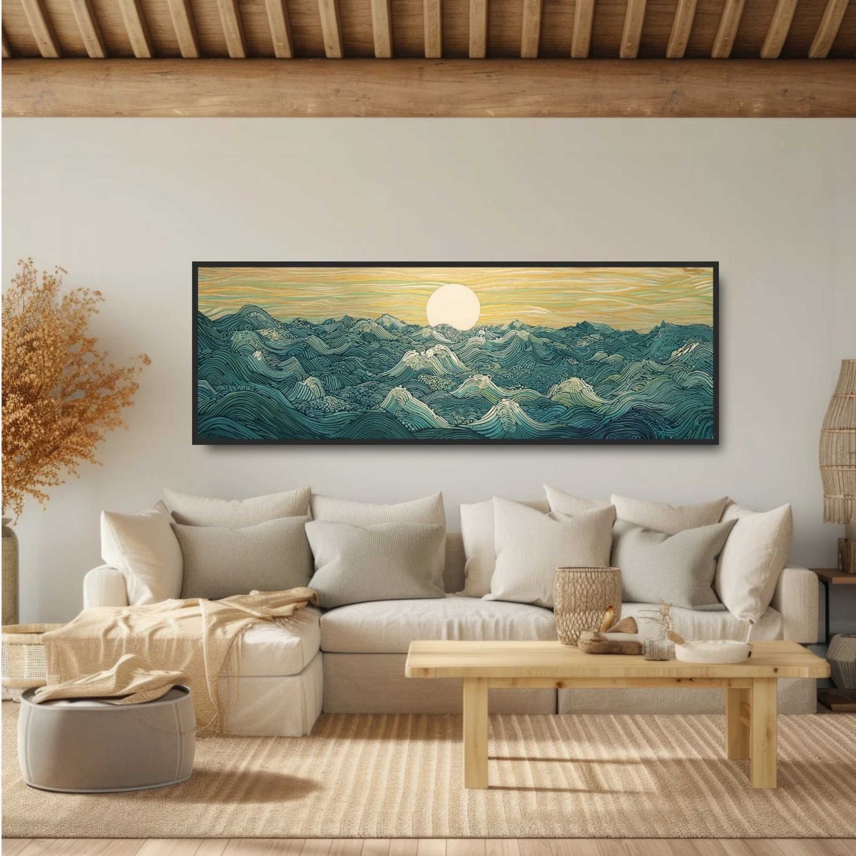 Japanese Ukiyo-e Moon Waves Ca - Home Decor Japandi avaliação e preço