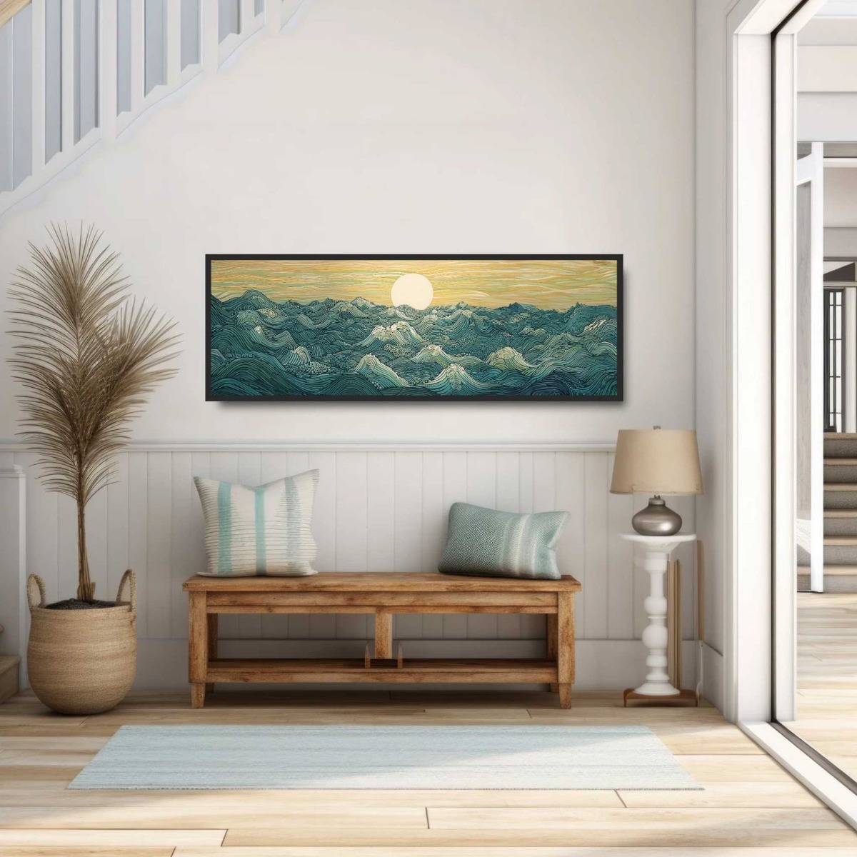 Japanese Ukiyo-e Moon Waves Ca - Home Decor Japandi avaliação e preço