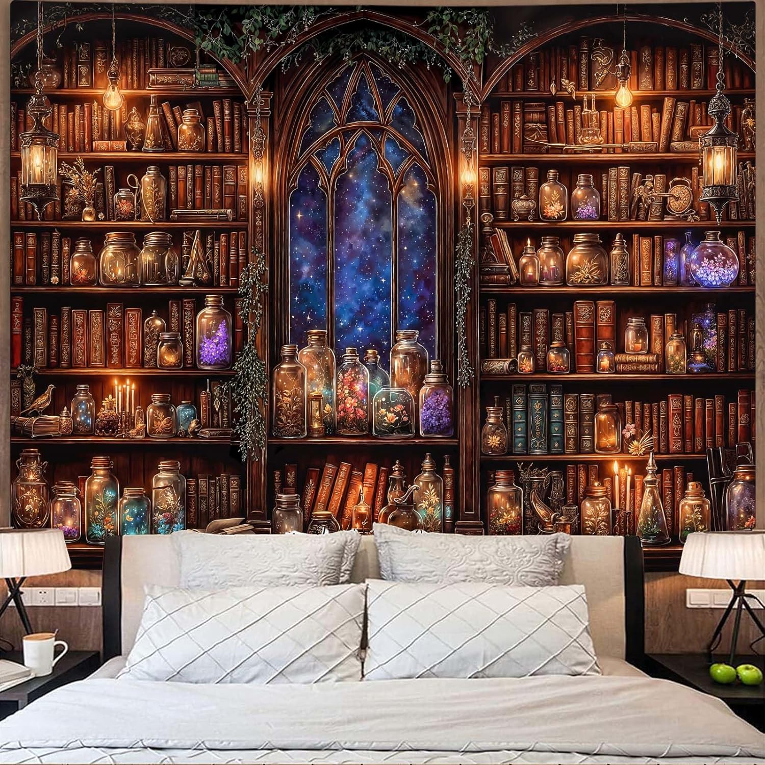 Fantasy Bookshelf Tapestry Med - Aesthetic Tapestry avaliação e preço