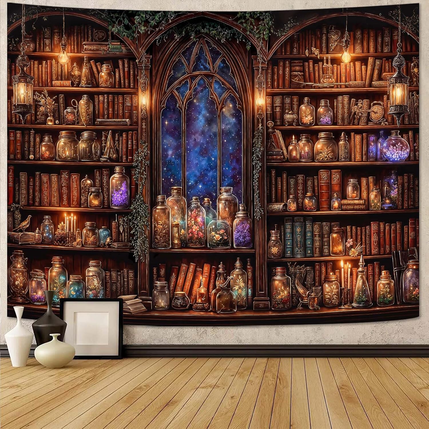 Fantasy Bookshelf Tapestry Med - Aesthetic Tapestry avaliação e preço