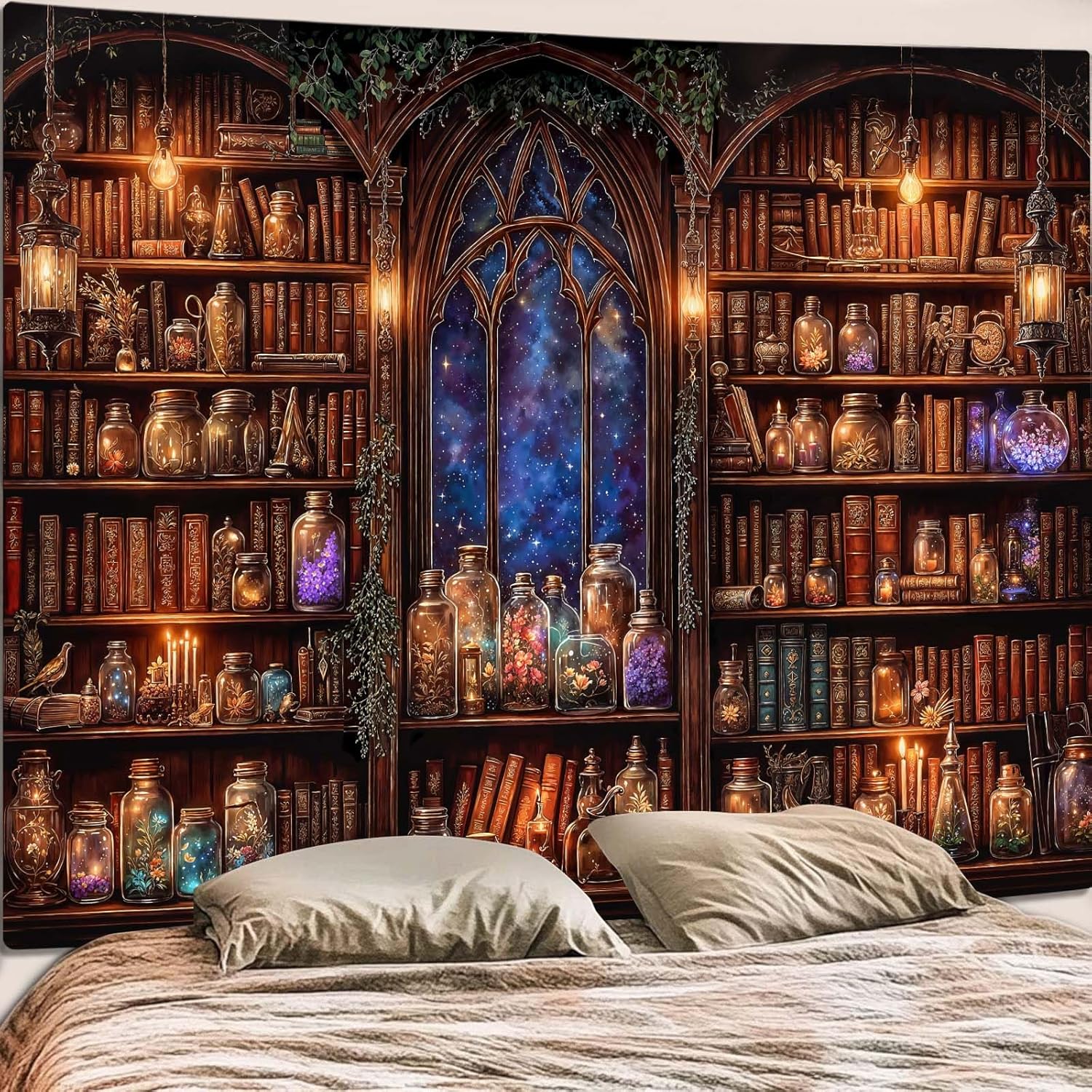Fantasy Bookshelf Tapestry Med - Aesthetic Tapestry avaliação e preço