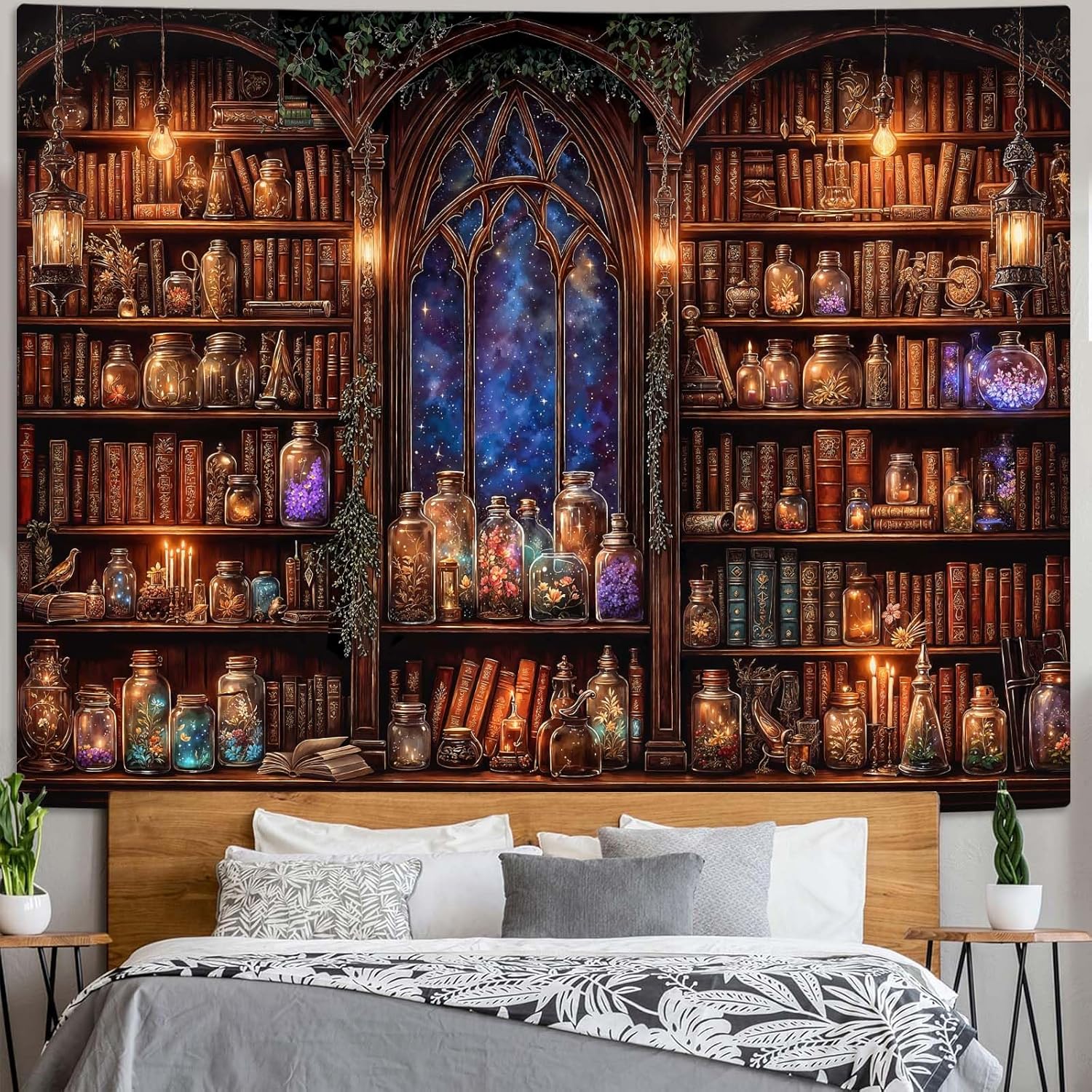 Fantasy Bookshelf Tapestry Med - Aesthetic Tapestry avaliação e preço