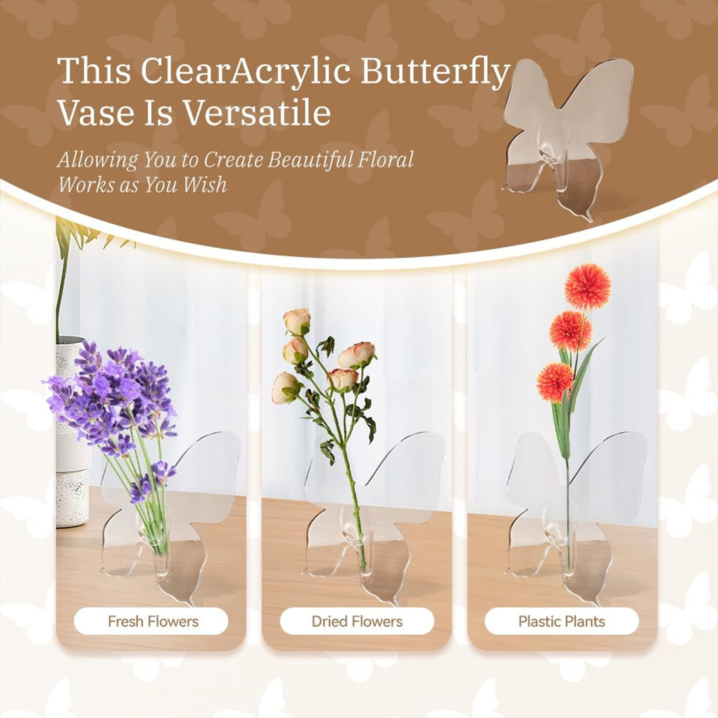 Transparent Butterfly Acrylic  - Home Decor Vase avaliação e preço