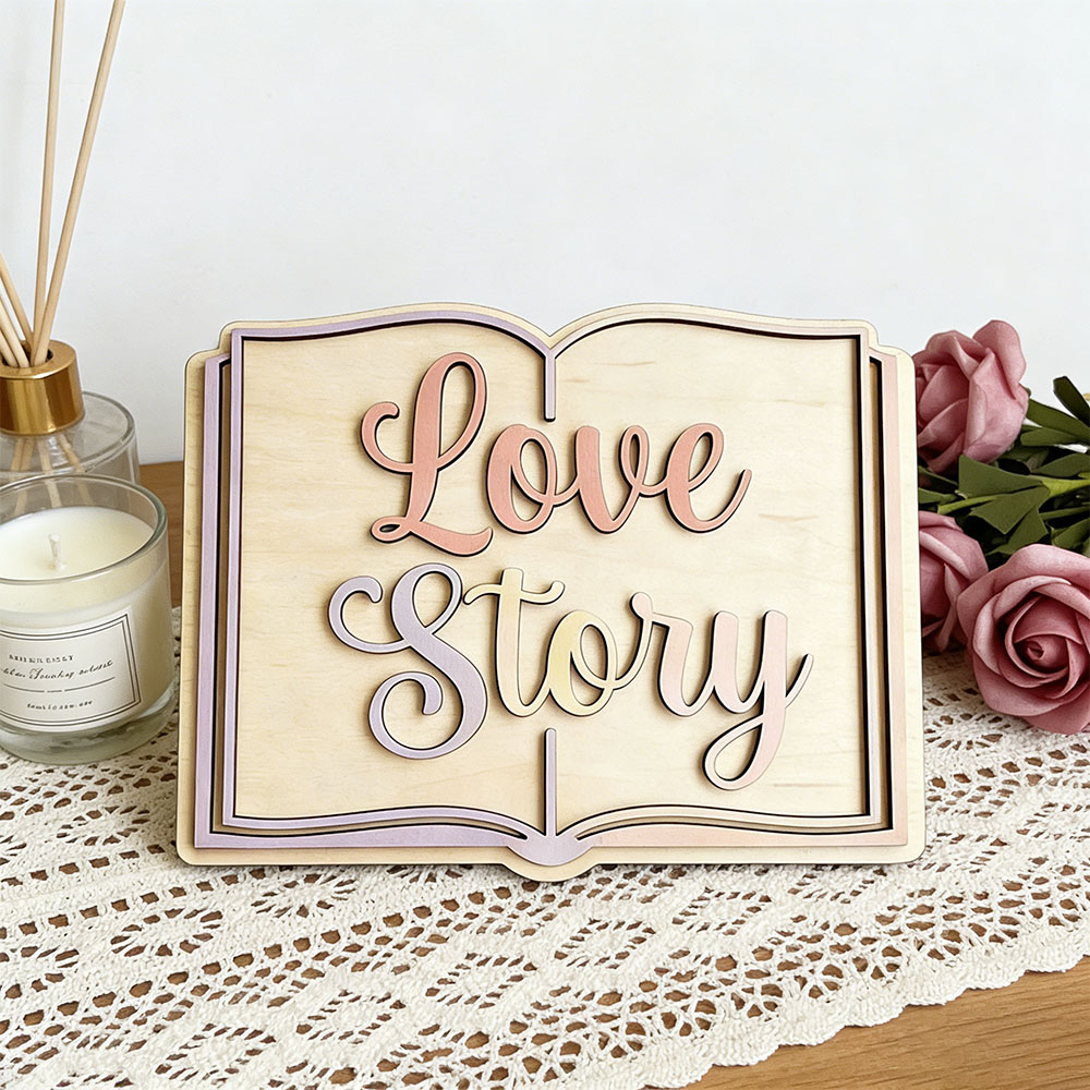 Love Story Book Themed 3D Wood - Home Decor Theme avaliação e preço