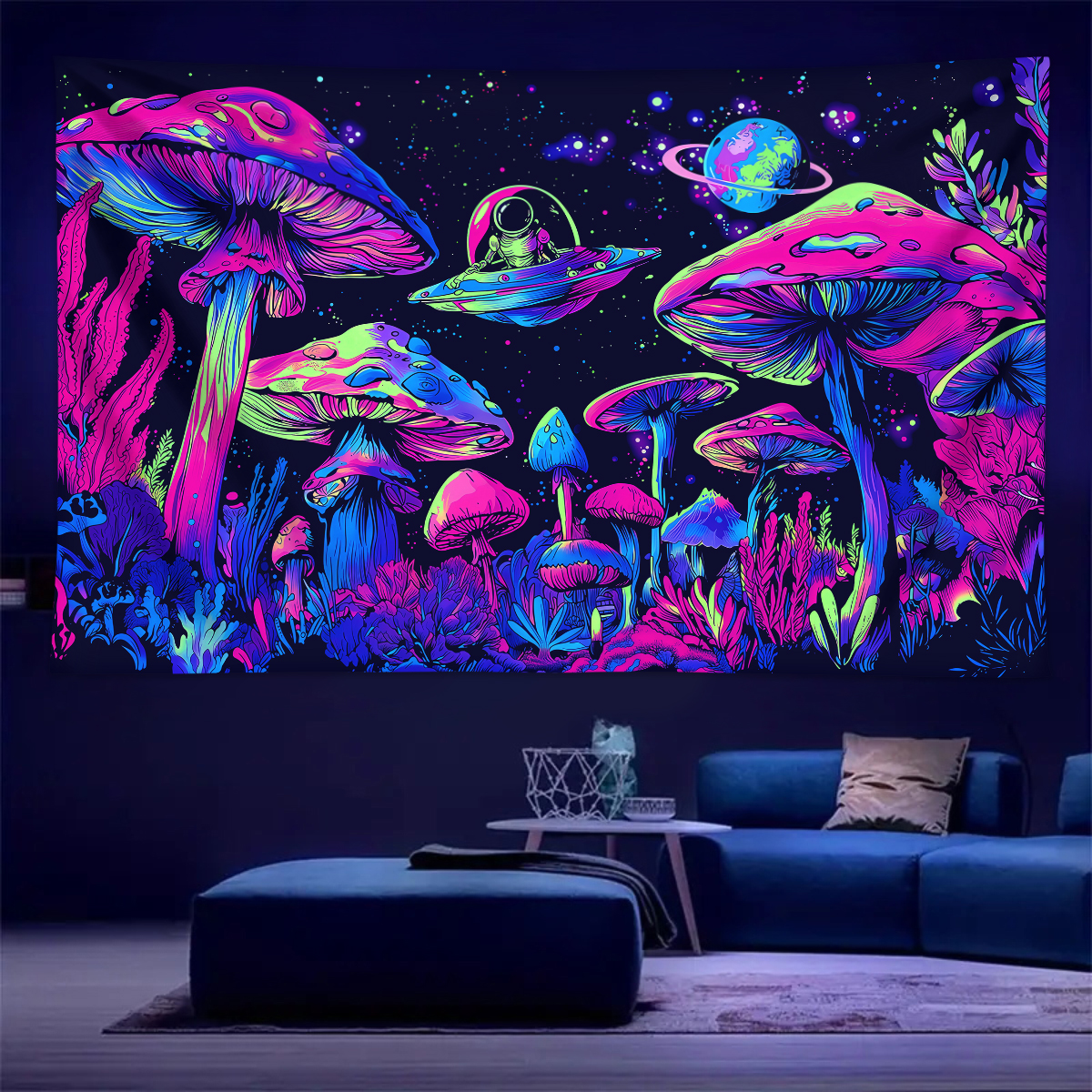 1pc Fluorescent mushroom tapes - Aesthetic Tapestry avaliação e preço