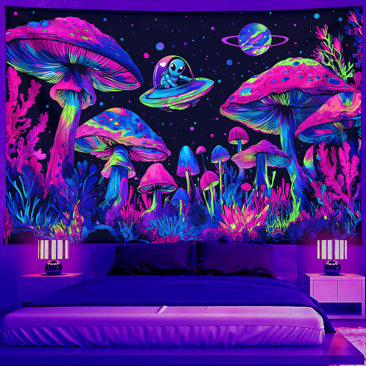 1pc Fluorescent mushroom tapes - Aesthetic Tapestry avaliação e preço
