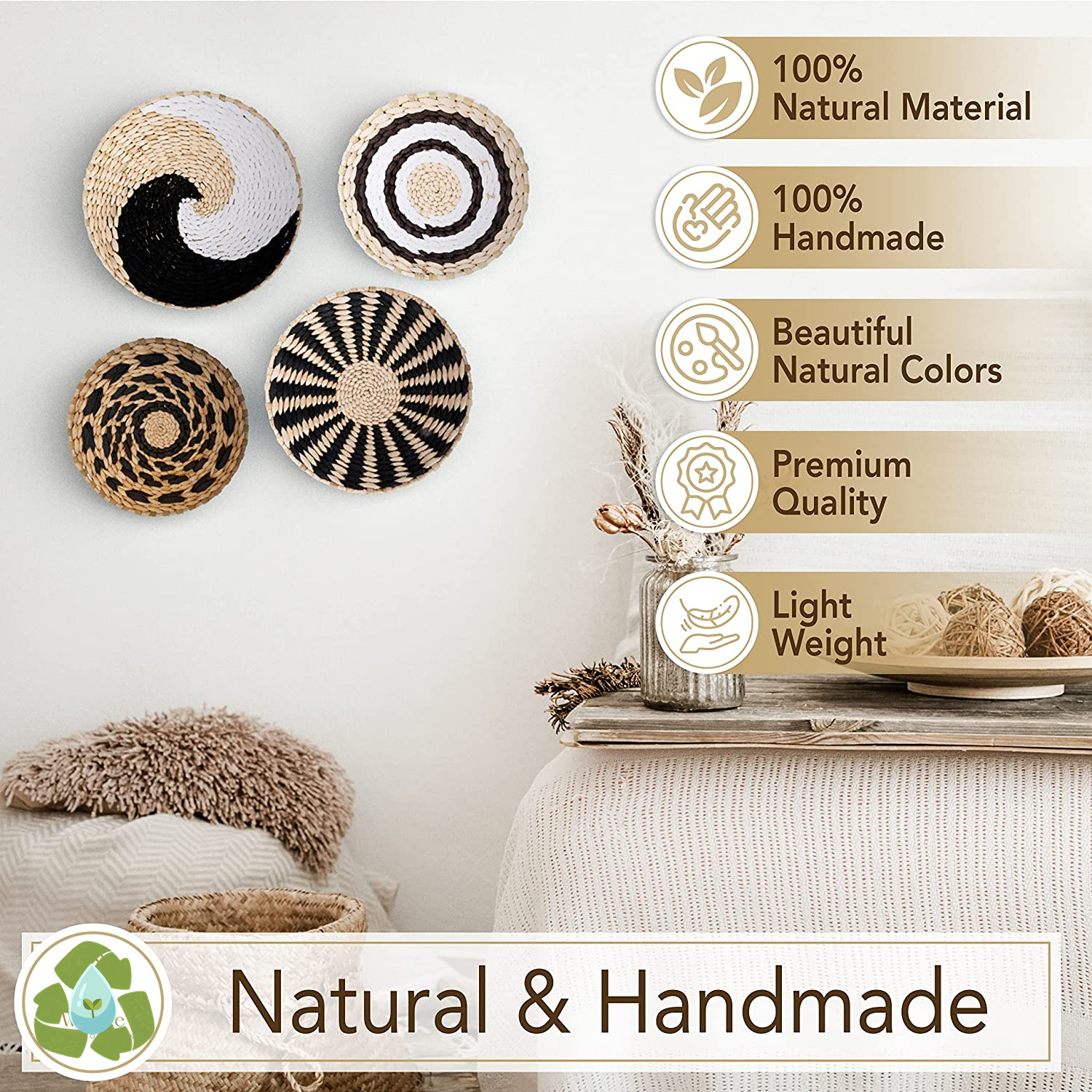 Straw Woven Wall Decoration Bo - Woven Wall Basket avaliação e preço
