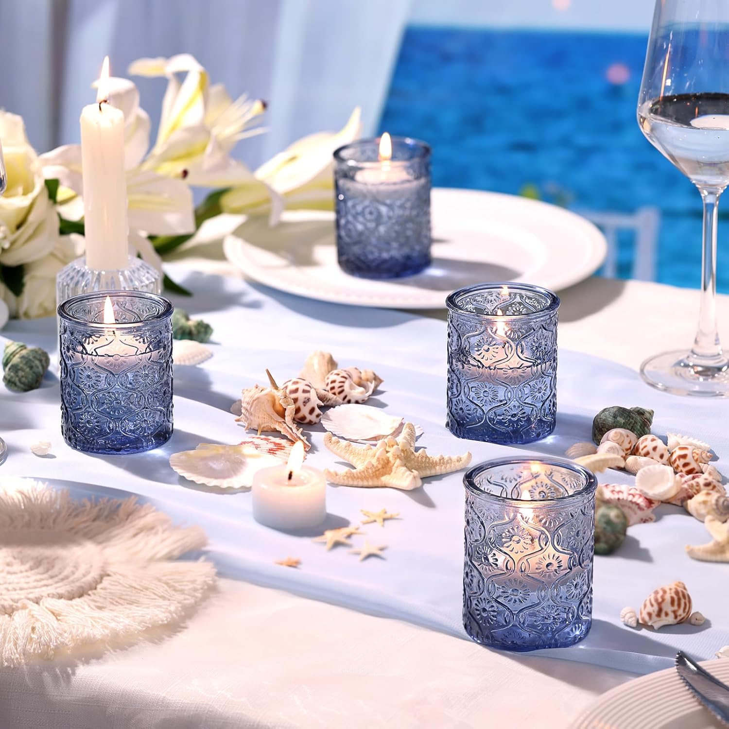 24pcs Blue Votive Candle Holde - Home Decor Vintage avaliação e preço