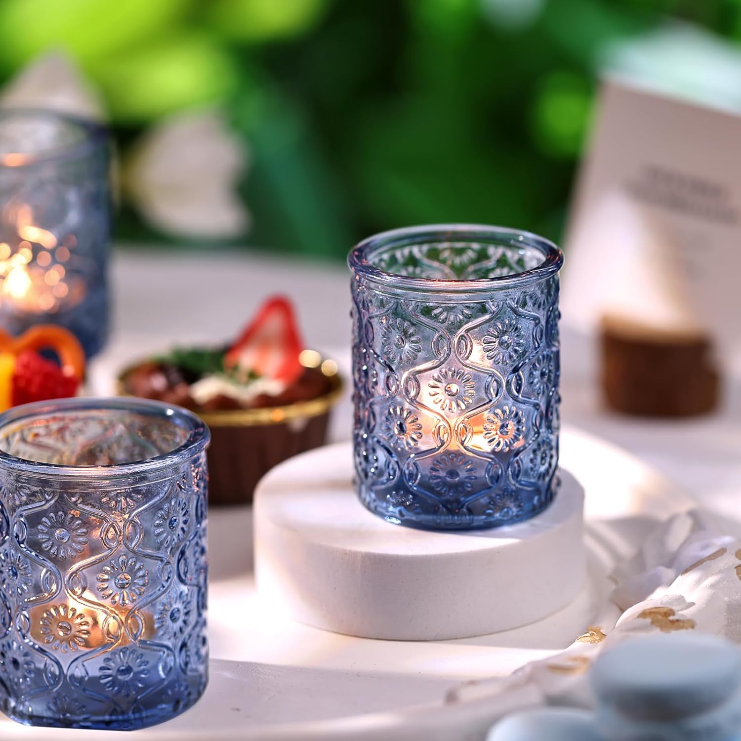 24pcs Blue Votive Candle Holde - Home Decor Vintage avaliação e preço